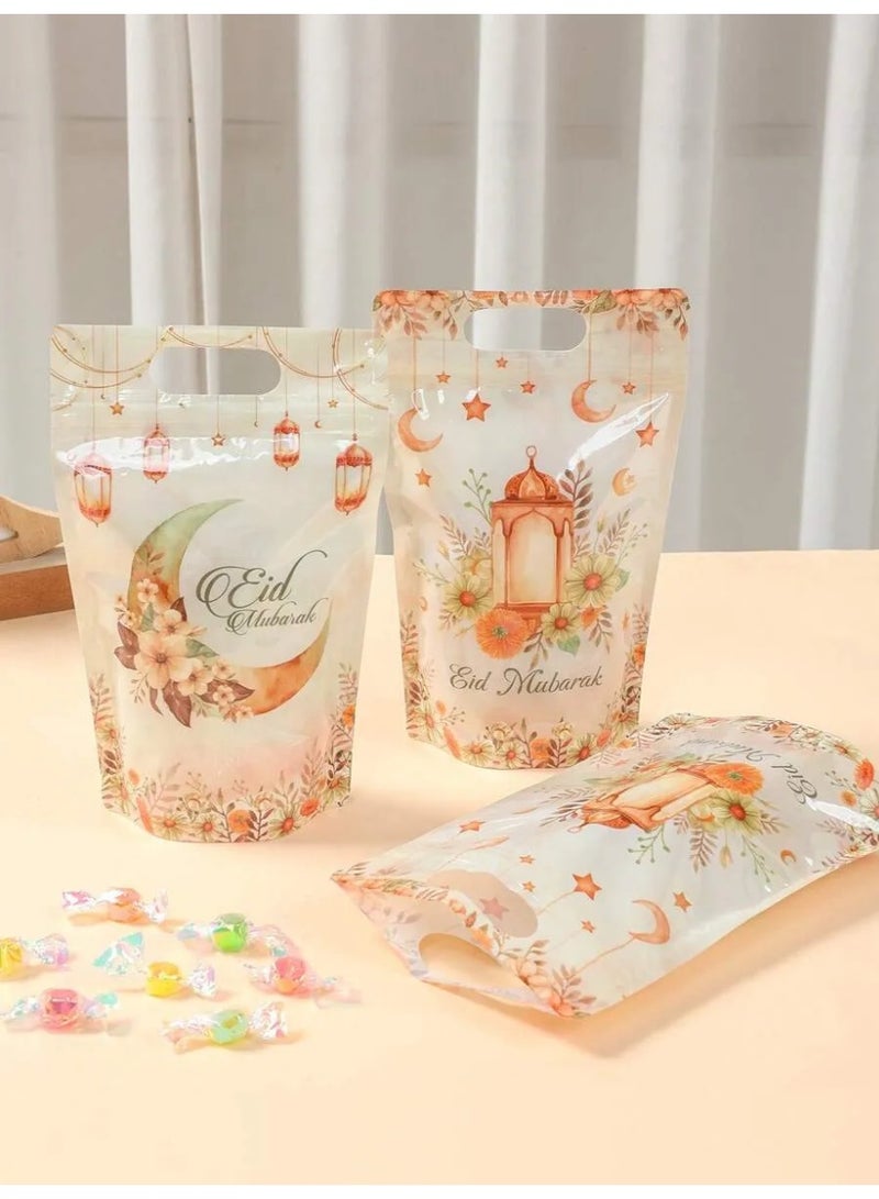 Elegant Eid Decoration Gift Bags & Party Favor Bags – Floral “Eid Mubarak” Design, Set of 10 Gift Bags for Eid Celebrations - Image 4